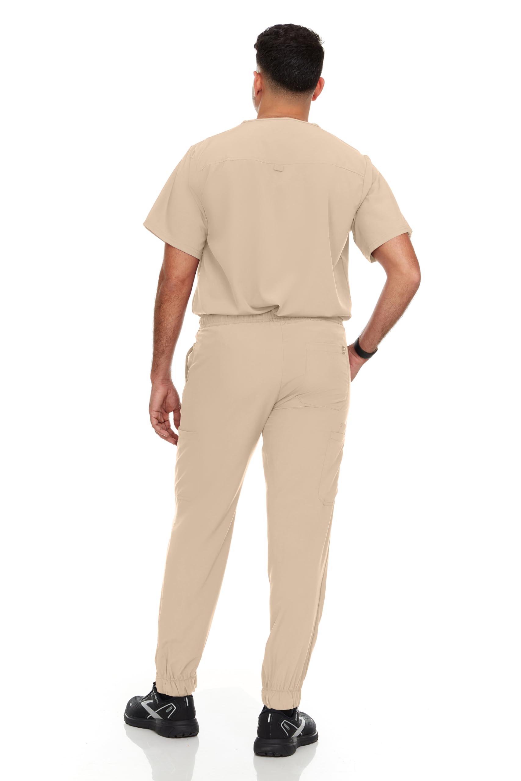 Hey Collection Men Scrubs Set Stretch V-Neck Scrub Top with 2 Chest Pocket & Jogger Pant with 6 Pockets Scrubs for Men
