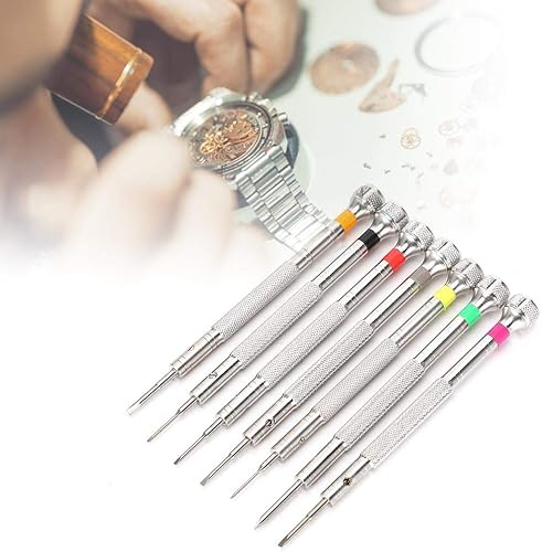 Juego de destornilladores TMISHION, 7 piezas de destornillador ranurado para reparación de relojes, destornillador plano hecho de acero inoxidable