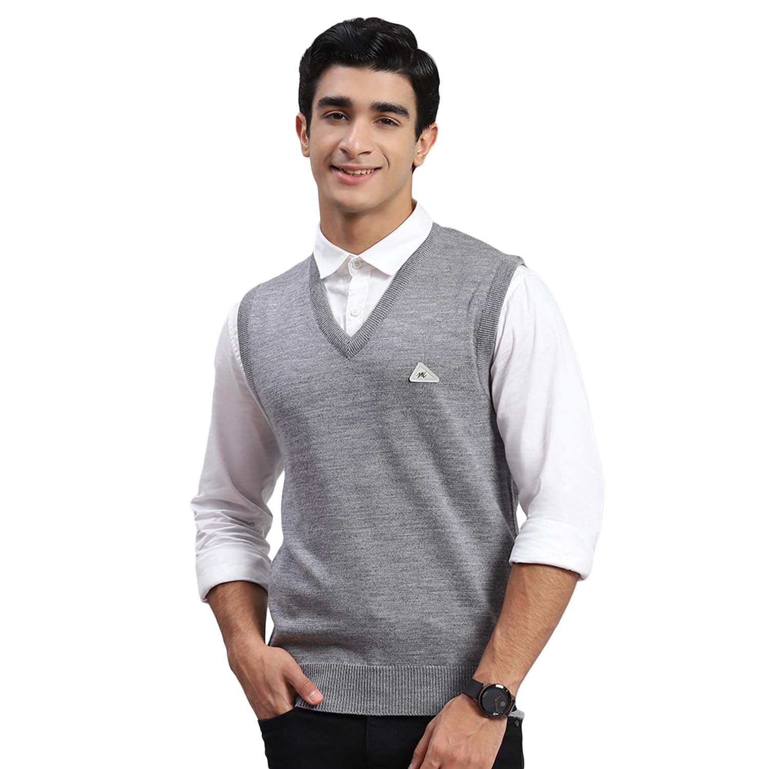 monte carlo Men's Wool Sleeveless Sweater | V-Neck | Regular Fit| Solid Pattern |Warm & Stylish Pullover Cardigan for Men-picture-25