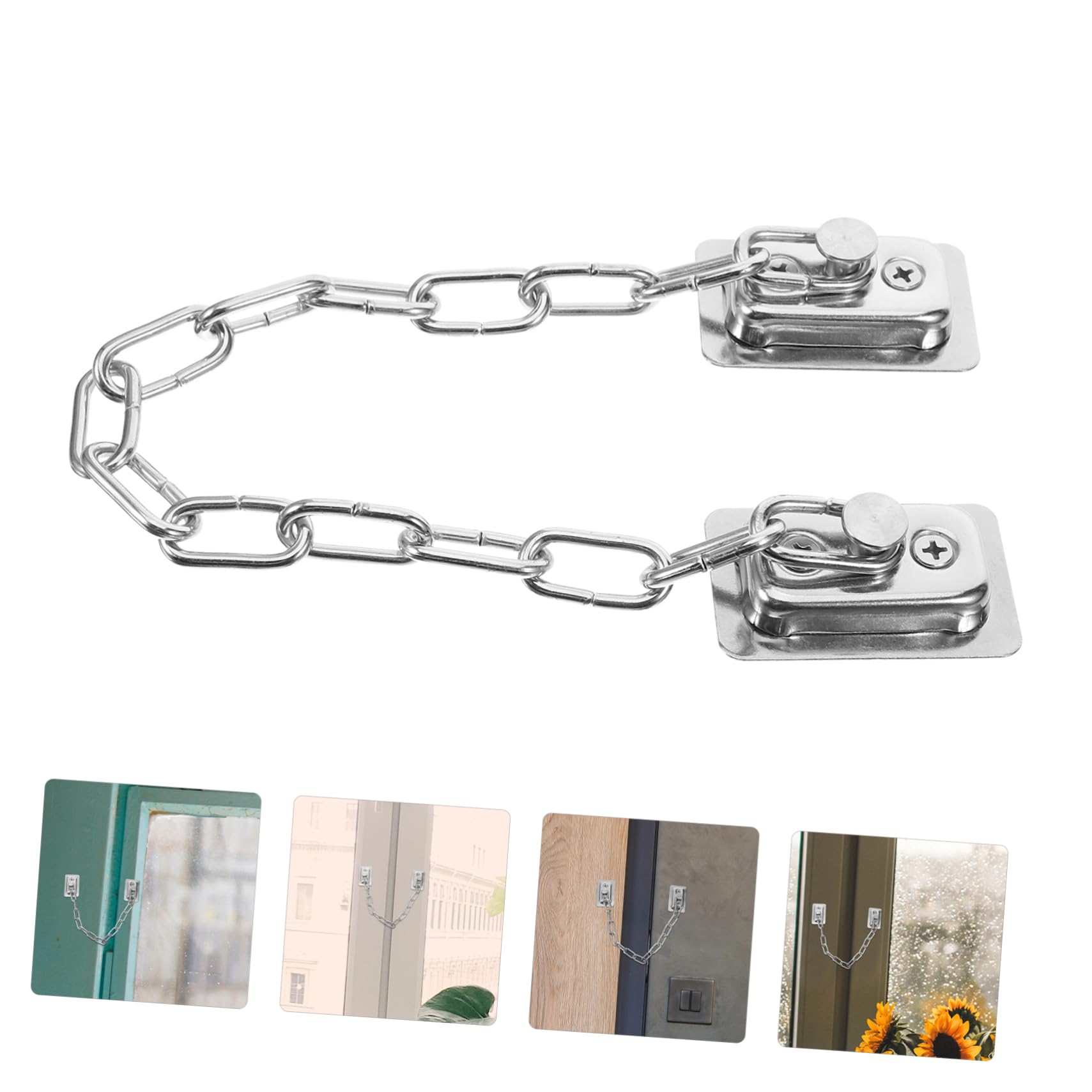 Lurrose 5 Pezzi serratura della finestra catena acciaio inox serratura a catena di sicurezza della porta serrature a catena inossidabili serrature a catena per porte Acciaio inossidabile