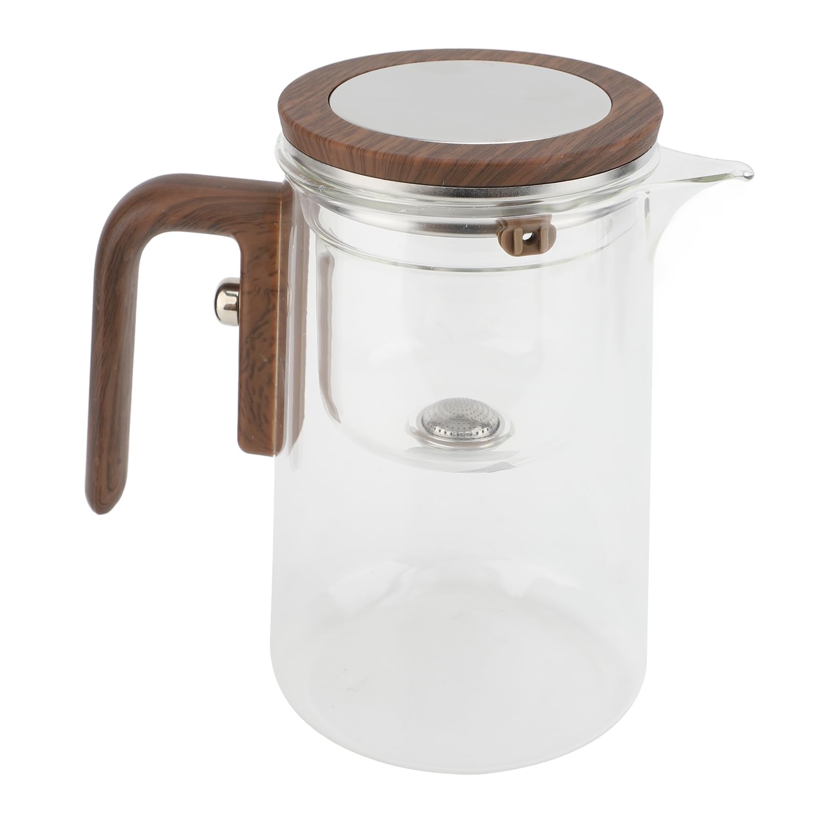 Klarer Teekessel, 600 Ml, Hitzebeständiger Teebereiter für Lose Teeblätter, Einfache Teekanne mit Teesieb, Holzgriff für den Einsatz zu Hause, Im Büro, Im Restaurant