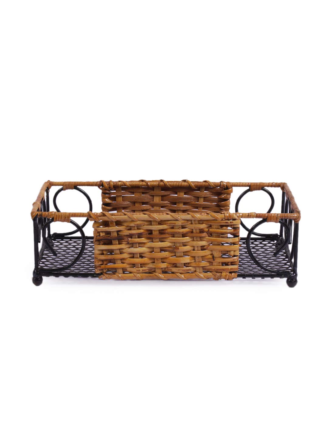 VarEesha Bamboo Wicker Rectangle Cosmetics/Towel Holder Basket (Medium