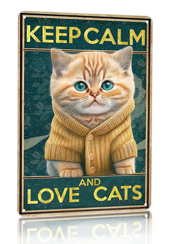 WEIMEILD Targa In Metallo Vintage - Scritta "Once Upon A Time There Was A Girl Who Really Loved Cats" - Decorazione Da Parete 20x30 Cm Per Amanti Dei Gatti