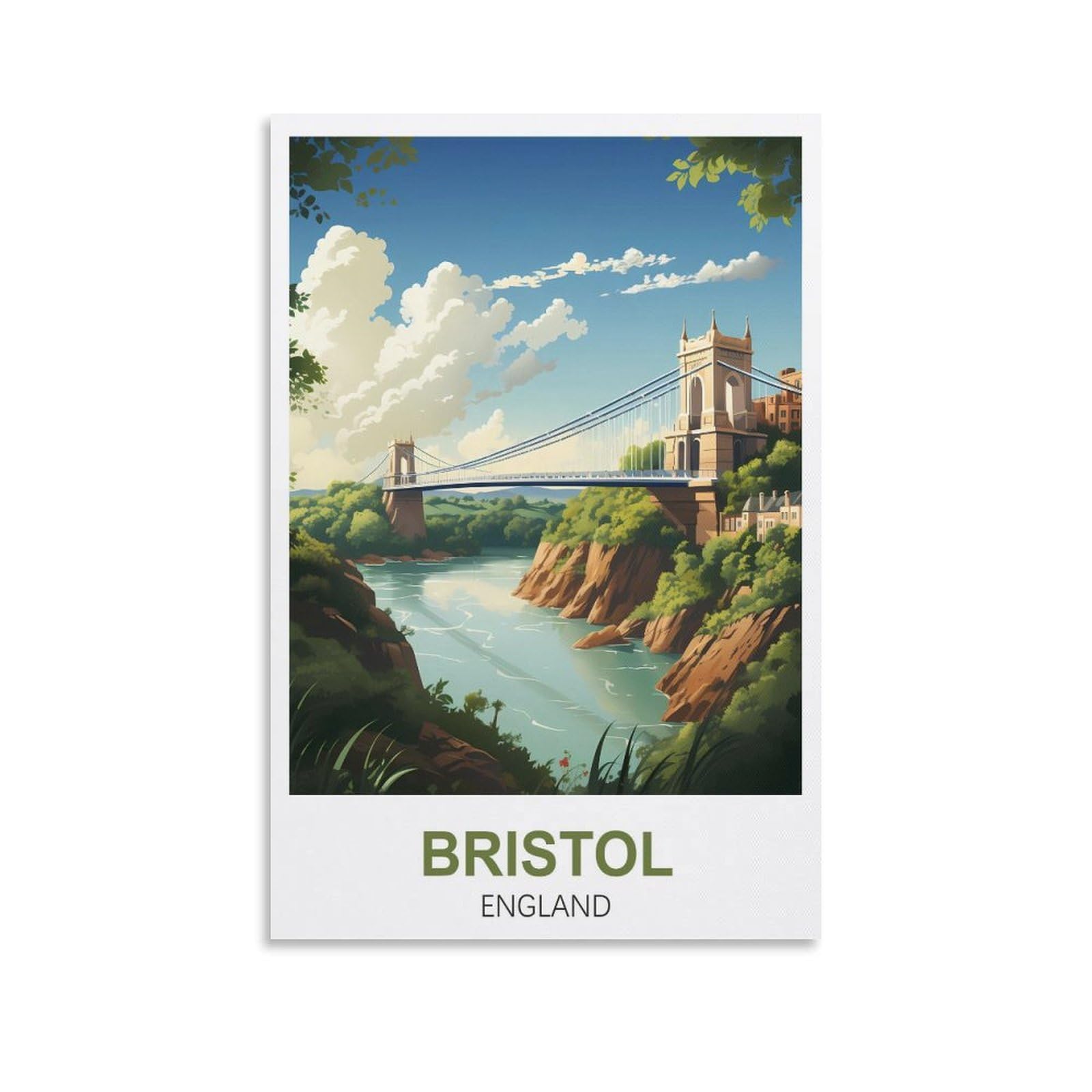 Zbbggoz Unframe-Style Bristol England Vintage Travel Posters 12X18inch(30X45cm) Canvas Wall Posters And Art Picture Print Modern Family Bedroom Decor