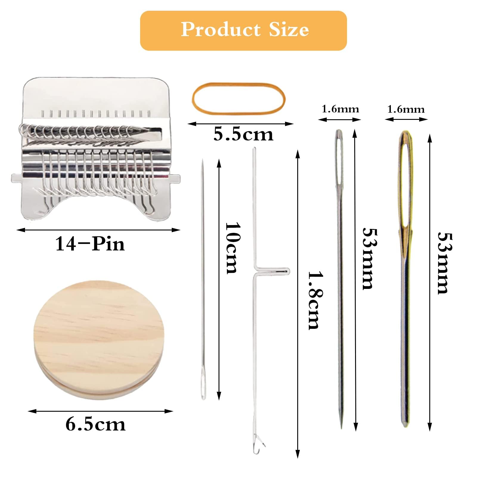 Telaio per Tessitura (14 Ganci) Mini Loom Machine per Cucire Macchina Cucire Bambini Giocattolo Knitting Machine Micro Machines Telar para Niños Maquina Tricotar Giocattolo Regalare 4 Ferri da Maglia