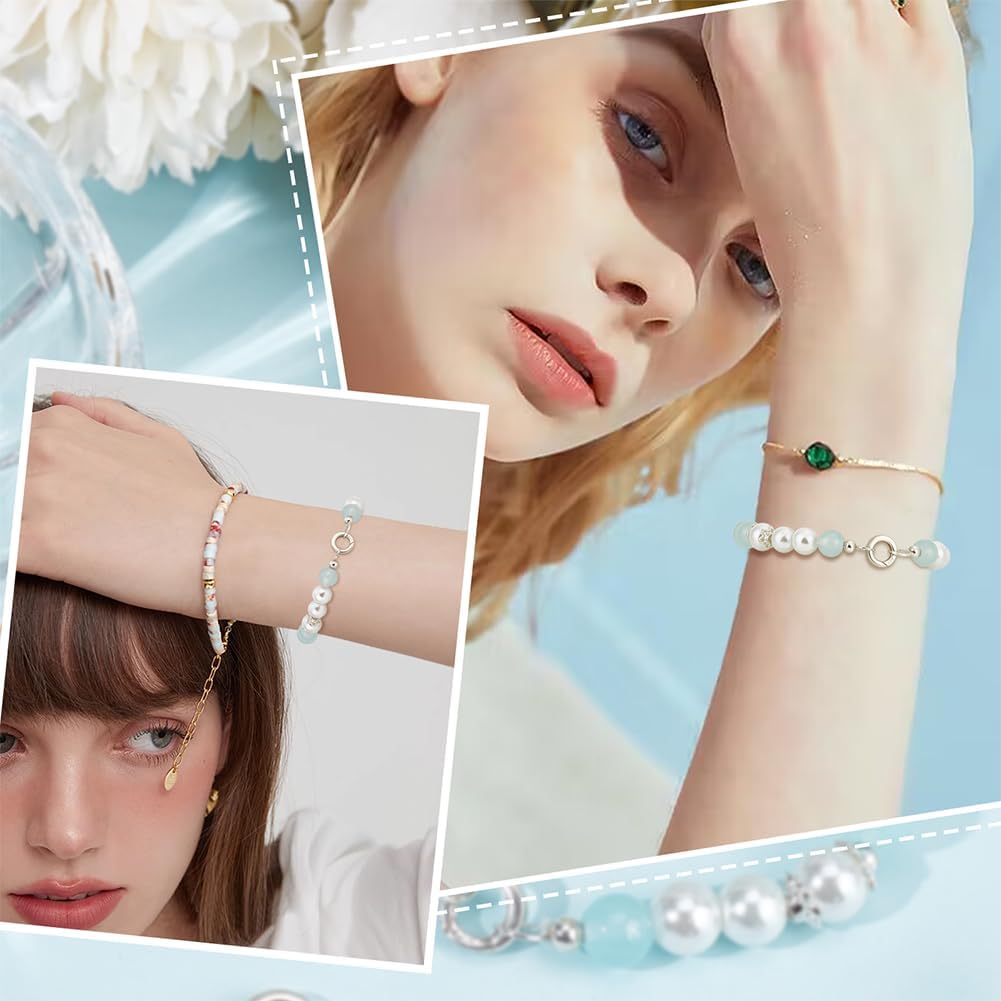 SUNNYCLUE 1 Box 10mm 925 Sterling Silver Necklace Ring Clip Spring Gate Rings Spring Clasps Ring Bracelet Necklace Shortener Clasp Carabiner Snap Clip O Rings for Jewelry Making Clasps DIY Crafts