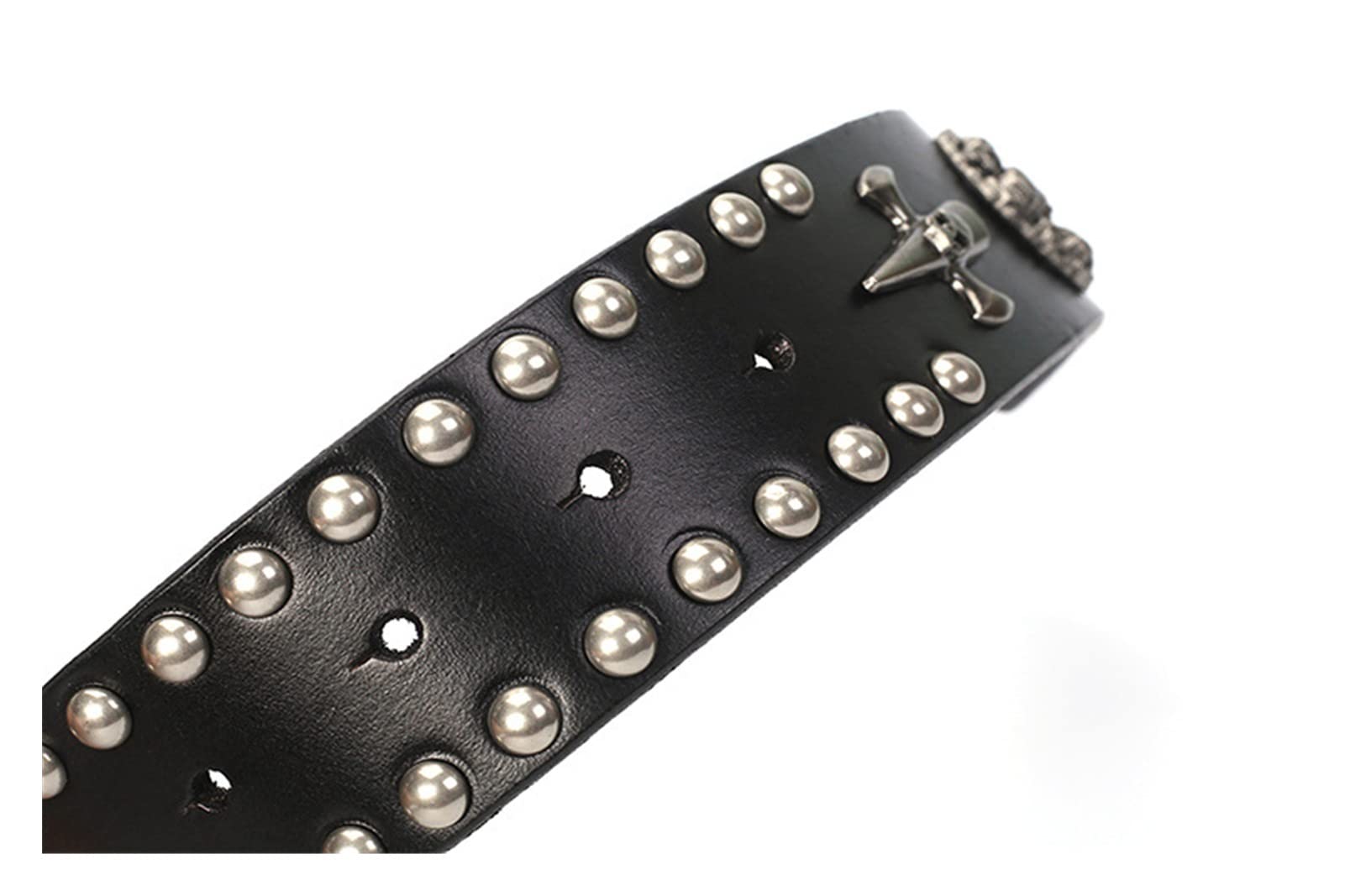 Cinture da Uomo, personalità Nuova Cinghia Punk, Cintura in Pelle Strato for Uomo e Donne, Cintura Hip Hop a Fibbia Liscia (Color : Nero, Size : 120)