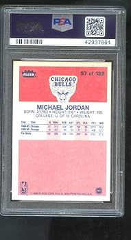 Amazon.com: 1986-87 Fleer #57 Michael Jordan ROOKIE RC PSA 8