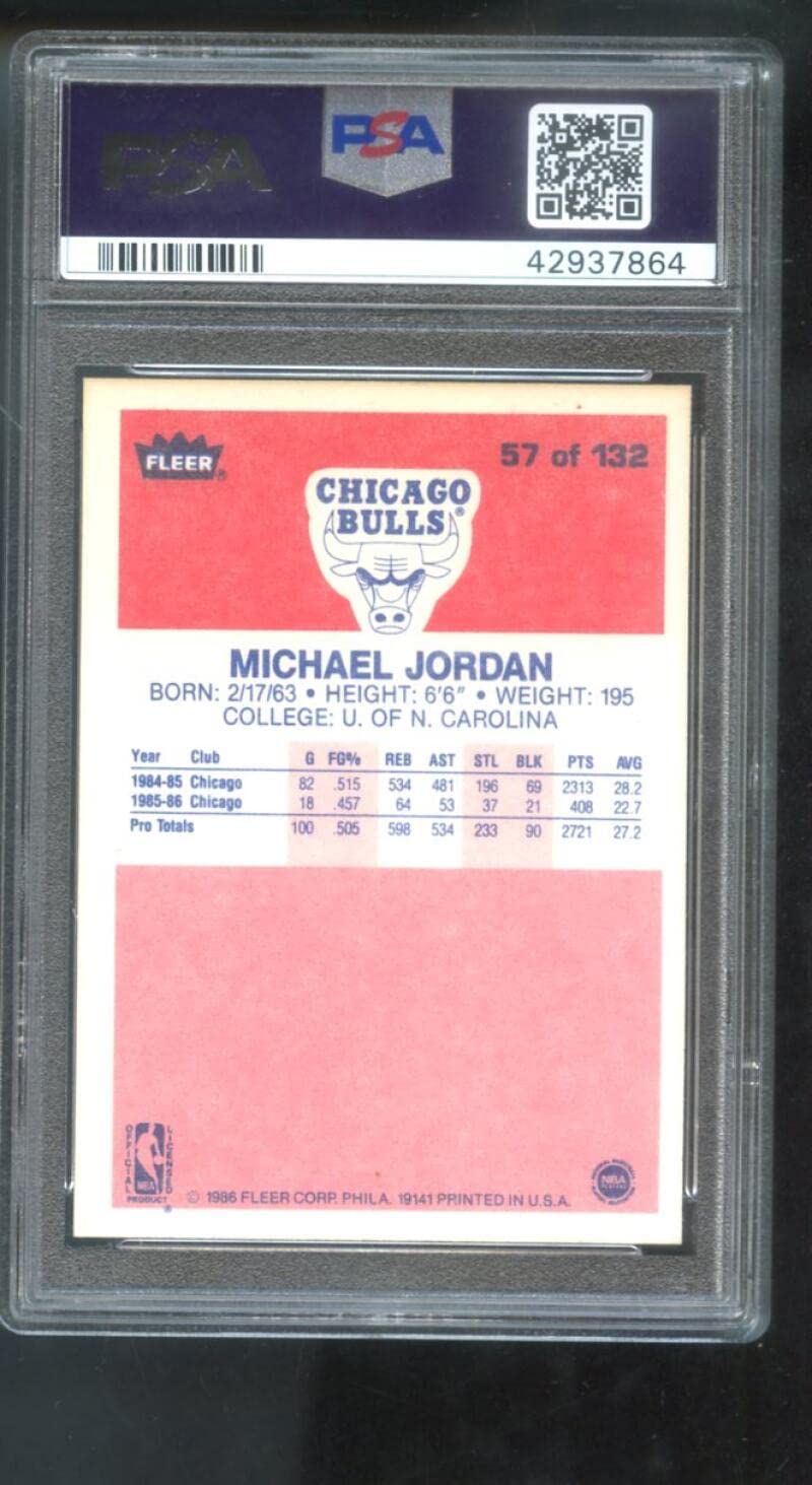 Amazon.com: 1986-87 Fleer #57 Michael Jordan ROOKIE RC PSA 8