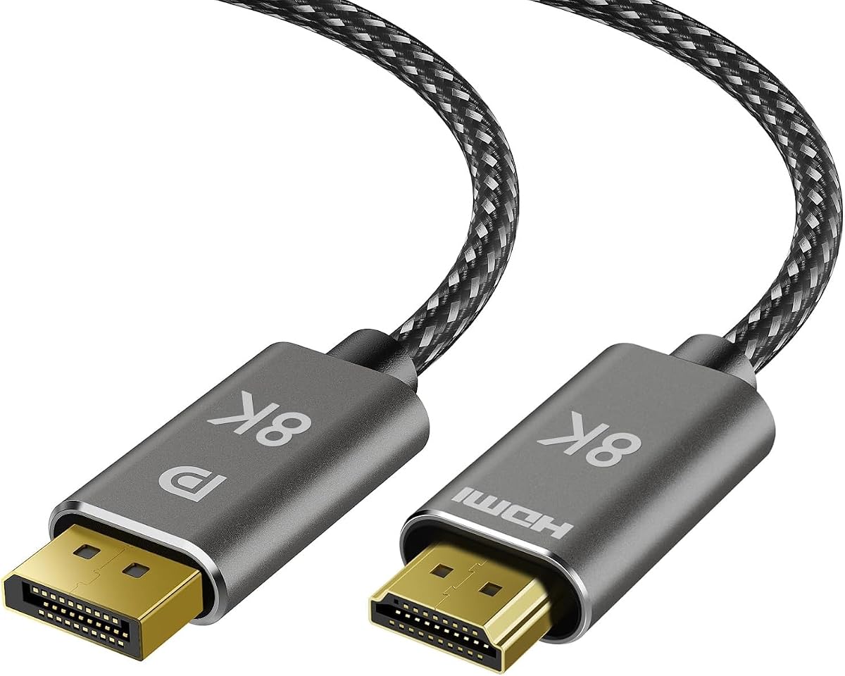 8K DisplayPort to HDMI Cable 6 ft