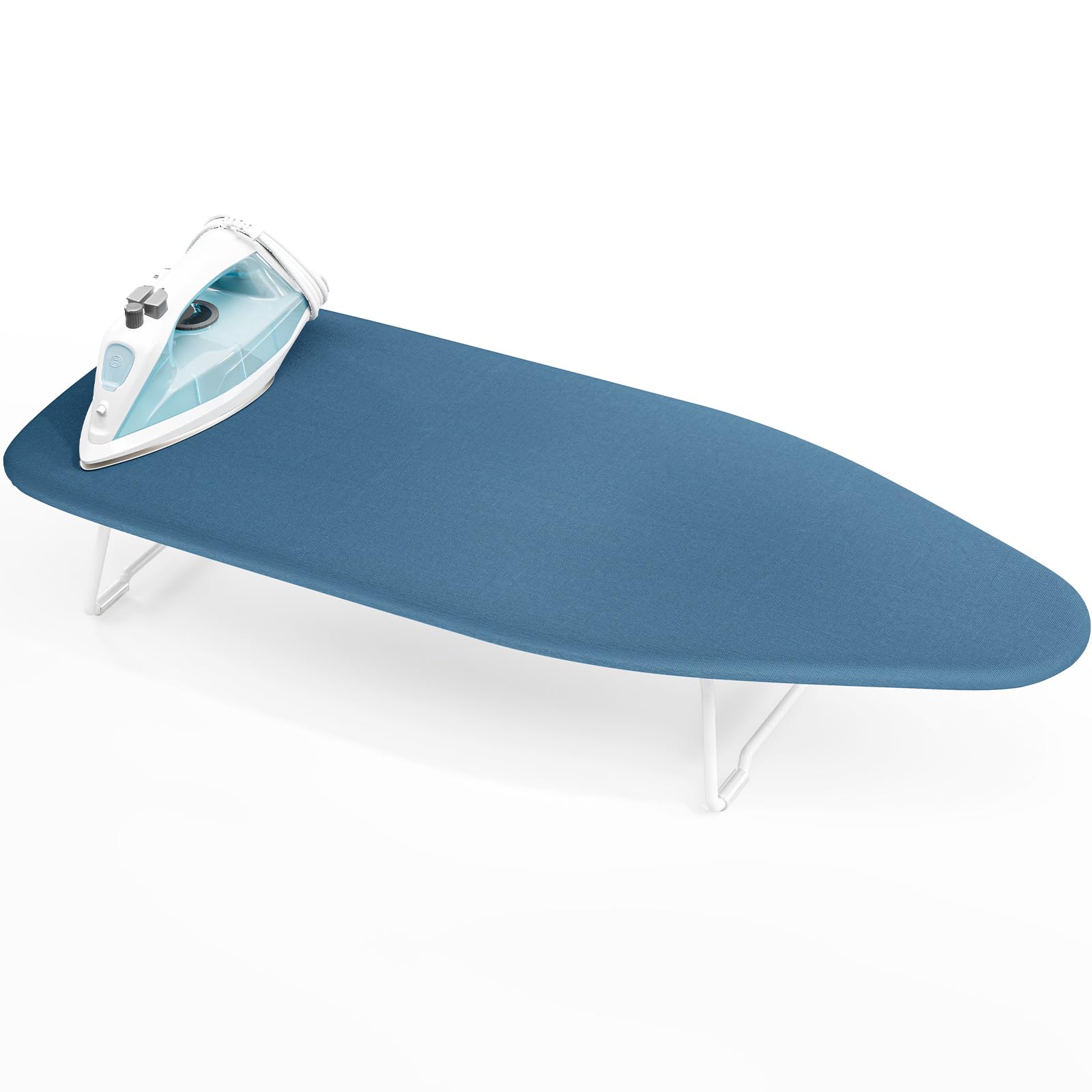 Kleines Tisch Bügelbrett mit hitzebeständigem Bezug, Kompaktes Mini Bügelbretter mit Metallnetzrahmen – Ideal für Wohnheime, Wohnungen & Reisen, mit Aufhängehaken, Bügeltisch 31 x 76 cm, Blau