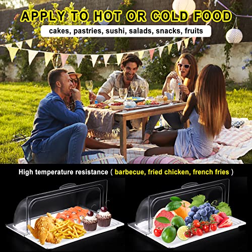 Food Serving Display Tray With Clear Roll Top Cover Reusable Platter Cake Pastry Dessert Display Tray Plate Case With Lid For Food Buffet #TOP6