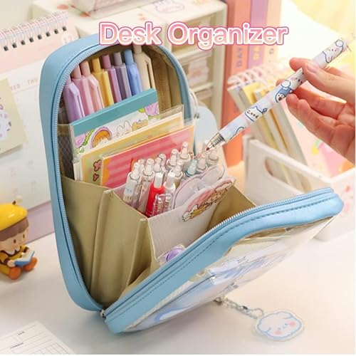 Miniatura 3 de AONUOWE Estuche para lápices Kawaii estético, lindo estuche para niñas, estuche transparente grande, suministros escolares kawaii para adolescentes