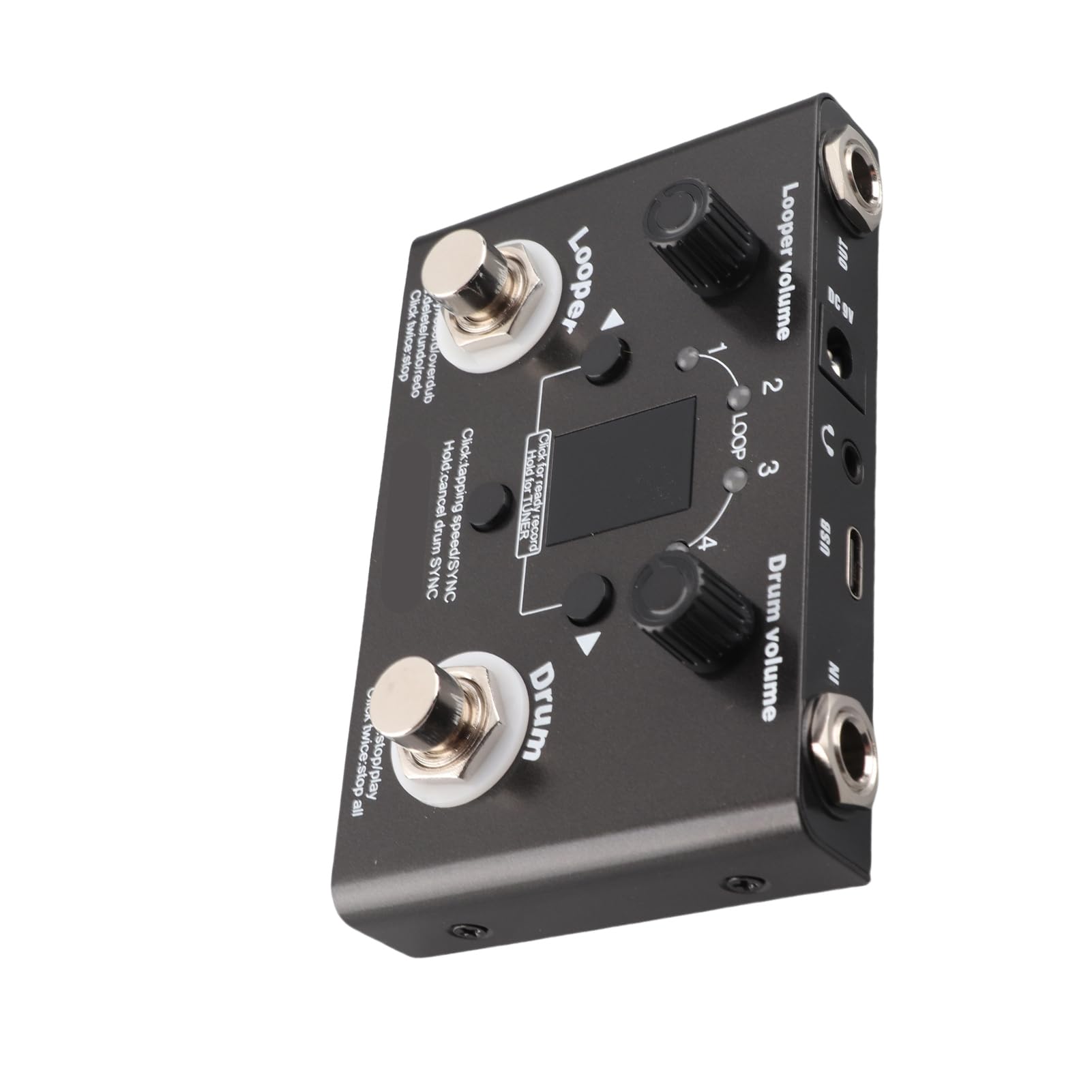 Pedale Drum Loop, Lungo Tempo Registrazione 4 Slot Memoria, Pedale Effetto Metallico, for Musicisti Batteristi Home Studio Live Performance