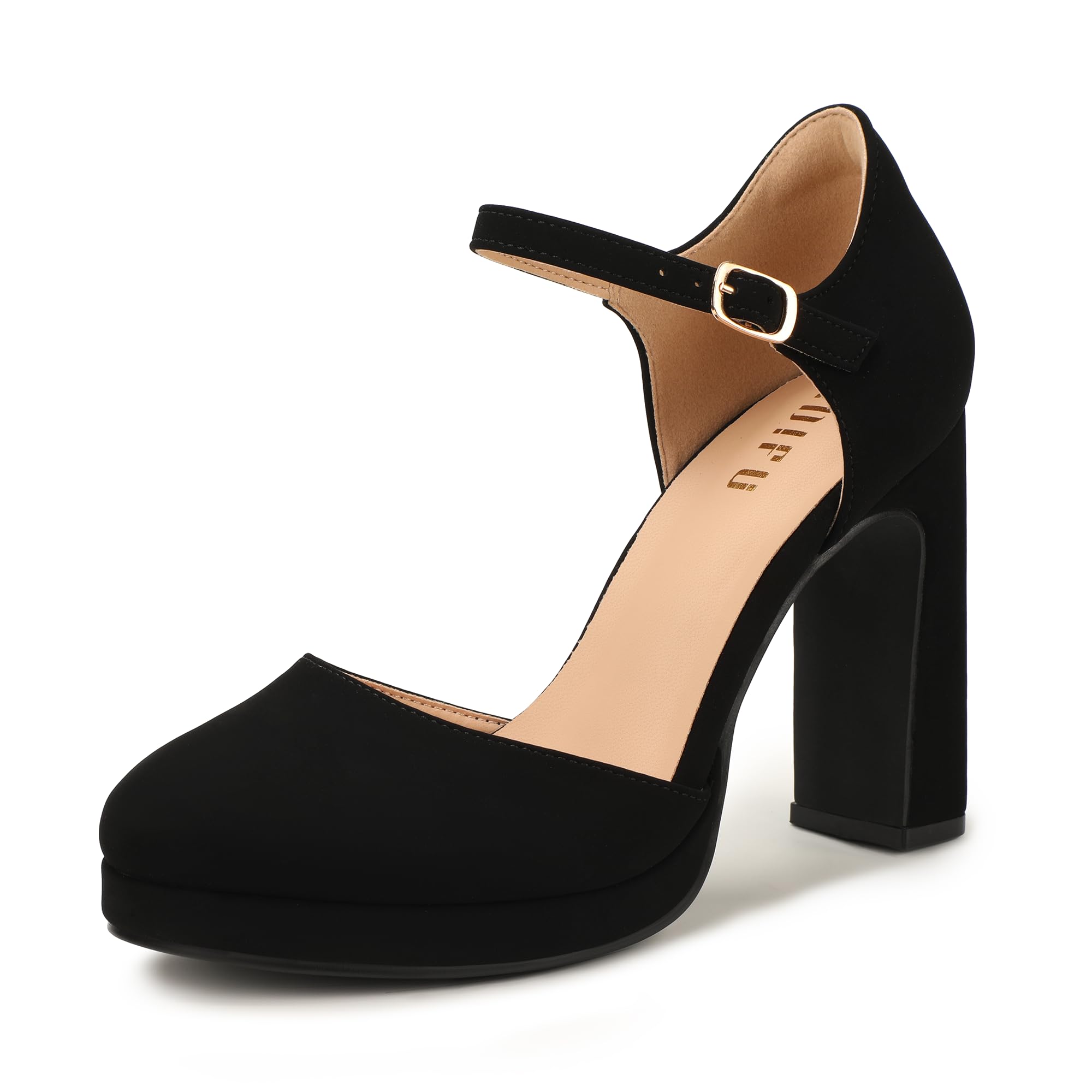 IDIFU IN4 Platform Closed Toe Heels for Women Chunky