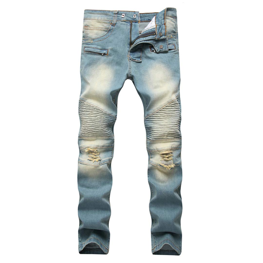 Męskie skinny motocyklista dżinsy motocykl hip hop spodnie jeansowe biegacze wybieg