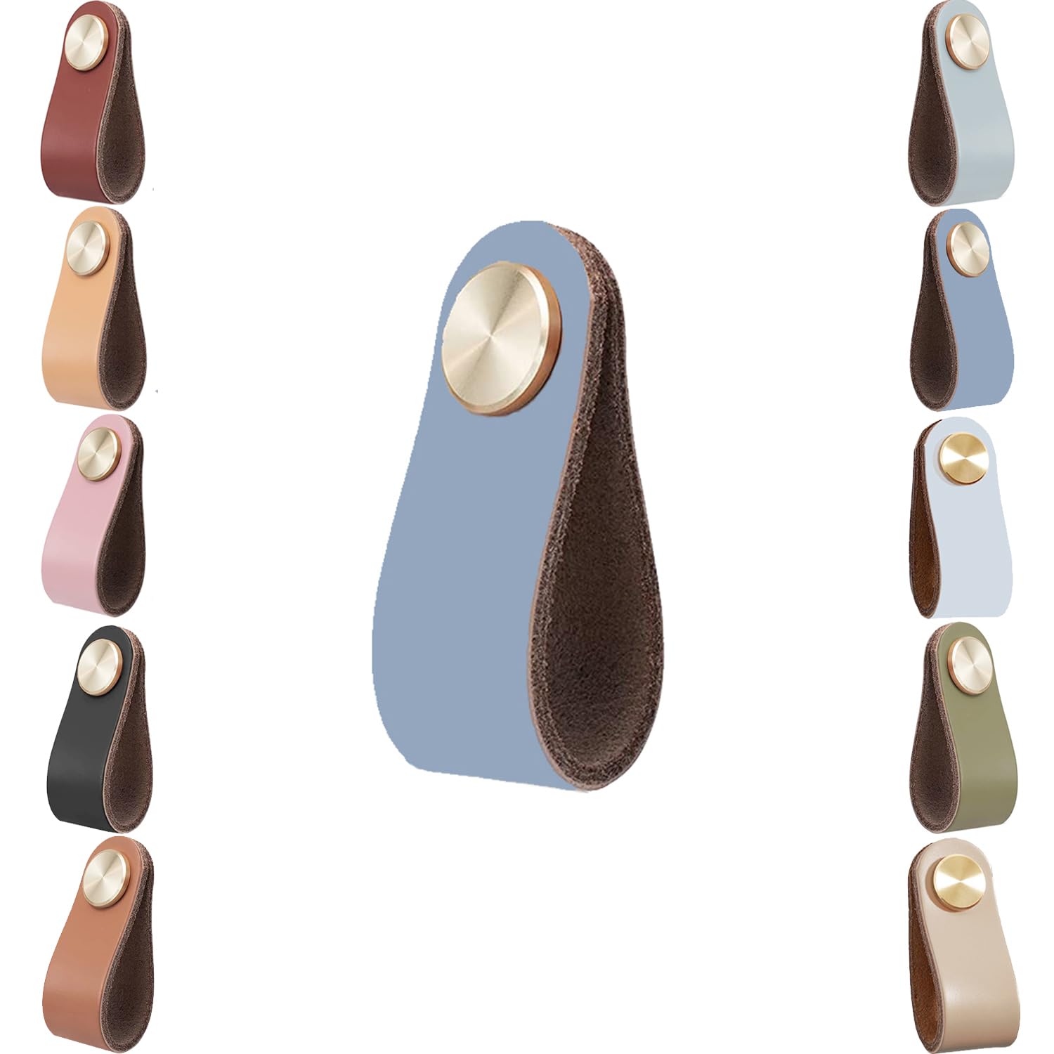 voleseni Leather Cabinet Knobs,2pcs Drawer Door Pulls Handles, Cupboard Cabinet Wardrobe Knobs, Anti-Collision Vintage Furniture Door Knobs for Kitchen Dresser