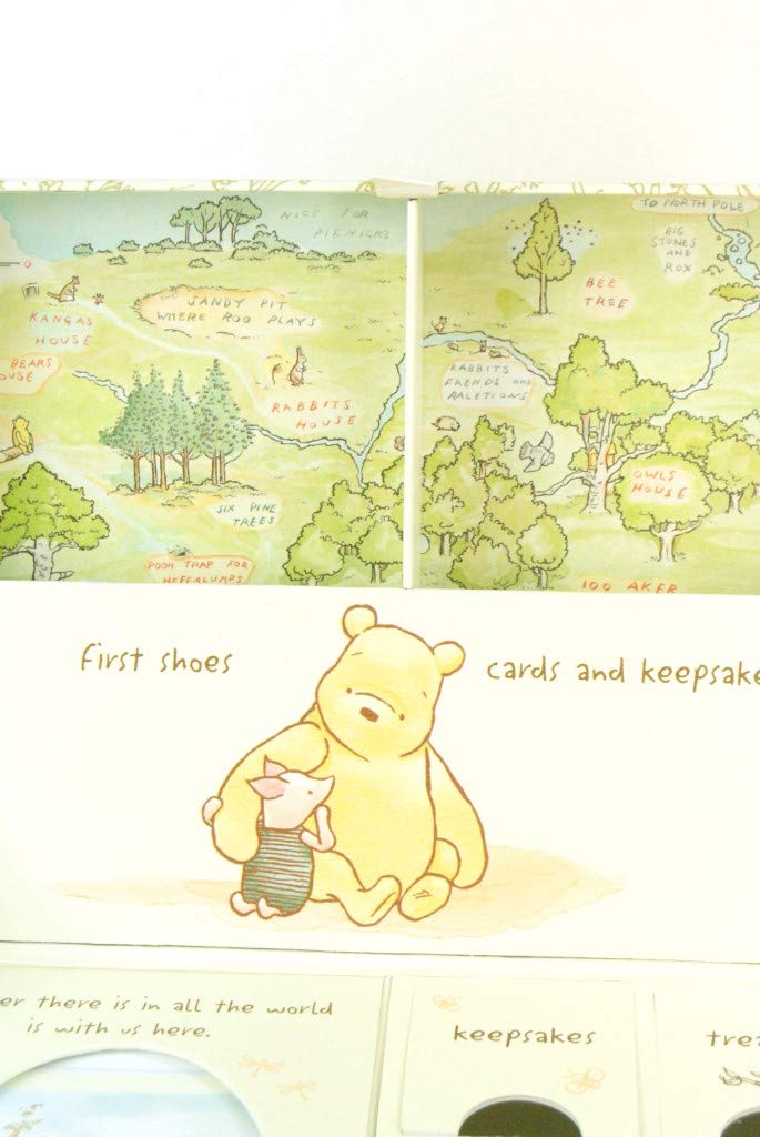 Winnie the Pooh limone chiaro e bianco Babys 1st memoria scatola dei ricordi con cassetti per neonati Memories