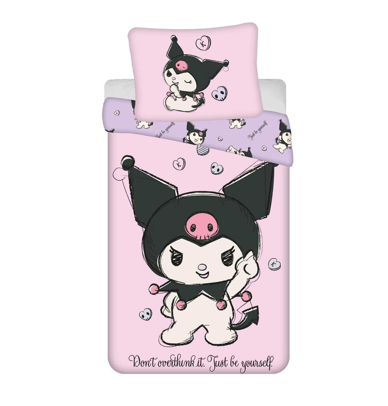 Jerry Fabrics Girls Pink Kuromi 'S Duvet Cover 140 X 200 Cm + Pillowcase 70 X 90 Cm /Purple 100% Cotton