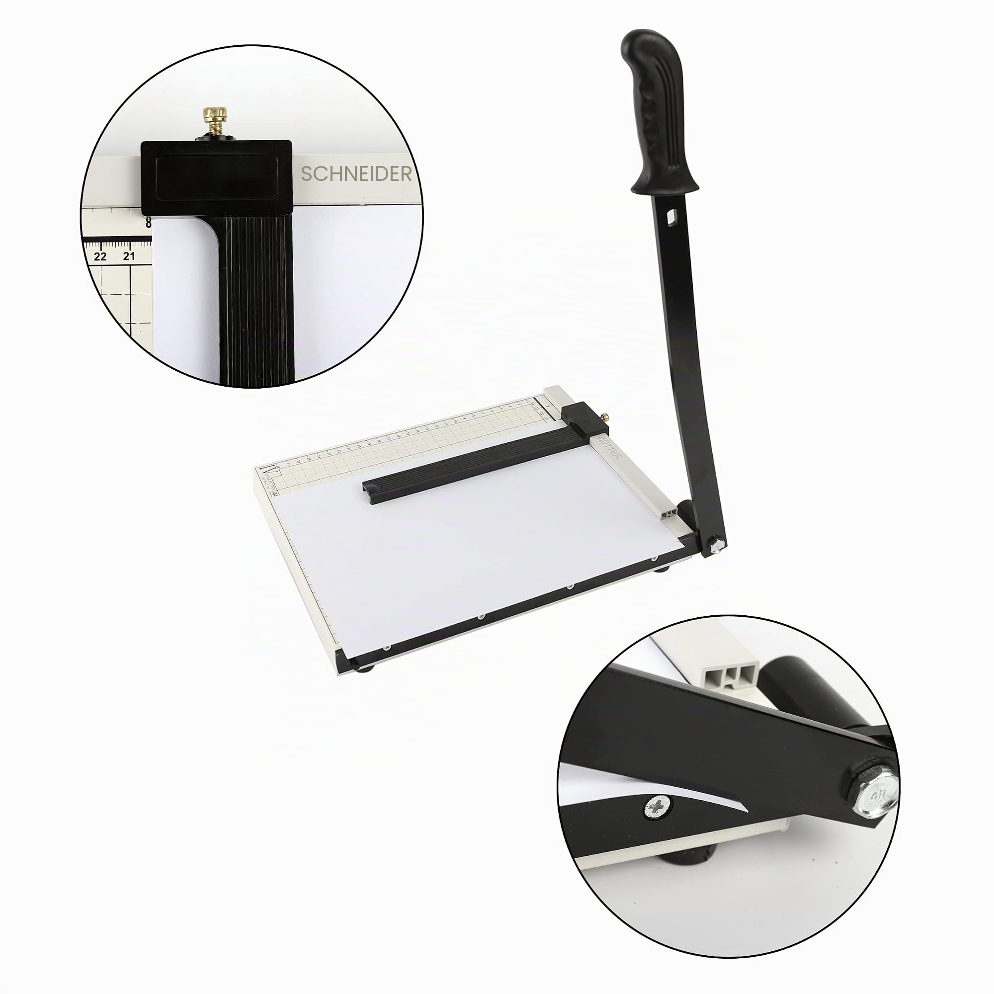 A4 Papierschneider mit Metallbasis, Guillotine Schneidemaschine für 12 Blatt, Professionell für Büro, Fotografie und Schreibwaren