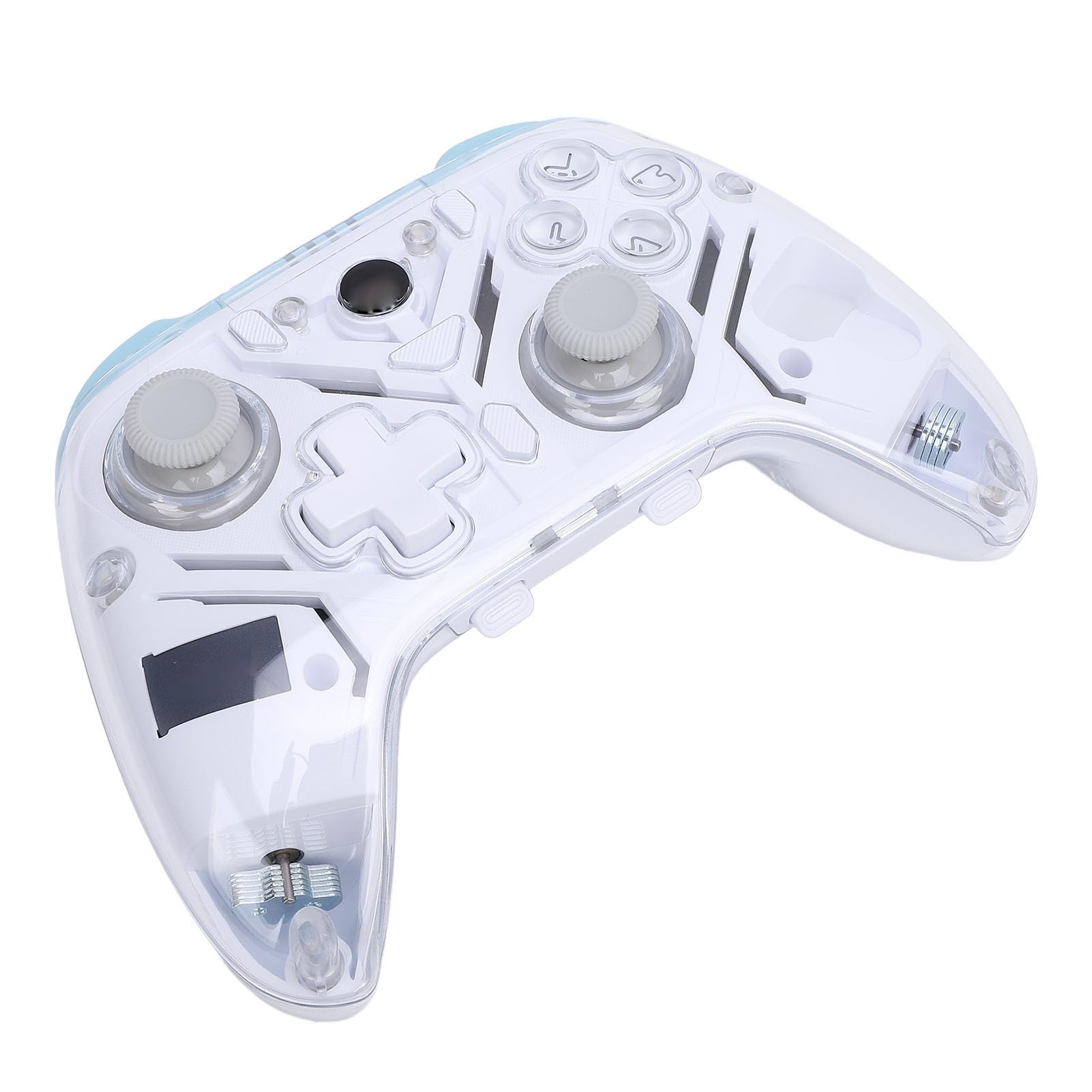 Hamwesh Controlador de Juegos, 2.4G Inalámbrico y BT 5.3 con Disparador Hall Burst RGB Light, Controlador de Juegos para PC, de Inalámbrico con Base de Carga Inteligente para (WHITE)