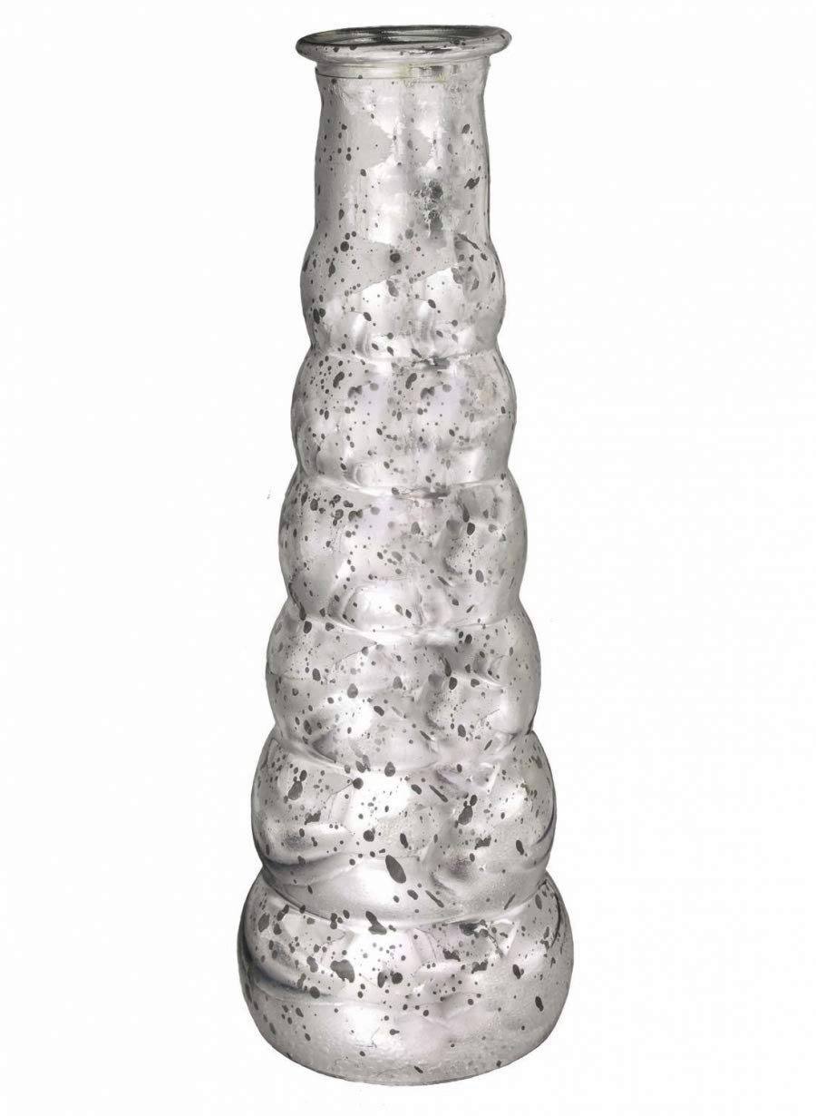 Homestreet Vases Silver Bubble Bud Vase Small Glass Bottle Vase With Speckled Coloured Mirror Finish 21Cm