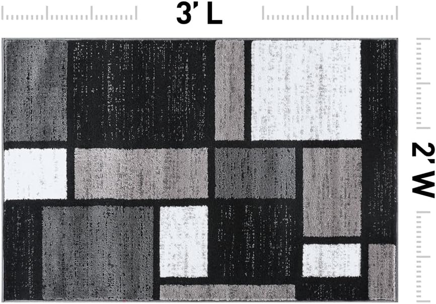 Rugshop Contemporary Modern Boxes for Home Office,Living Room,Bedroom,Kitchen Non Shedding Area Rug 2' x 3' Gray