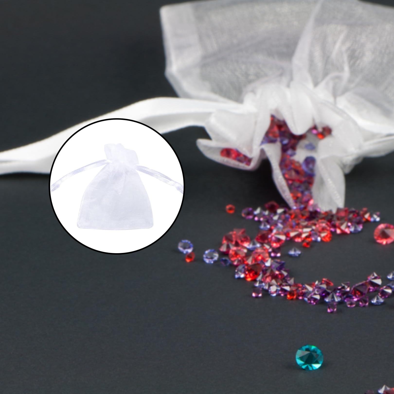 Trimming Shop 100pcs White Organza Bags 7x9cm - Drawstring Gift Bags For Wedding, Jewelry, Party Favors - View #8