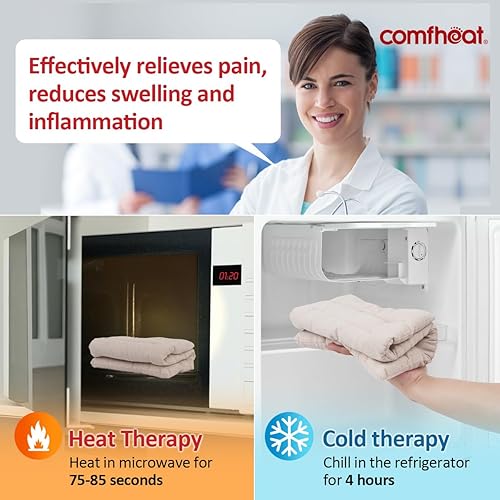 Miniatura 6 de Comfheat Almohadilla térmica húmeda para microondas, 9 x 18 pulgadas, paquete de calor de lavanda para aliviar el dolor de cuello, hombros, dolores