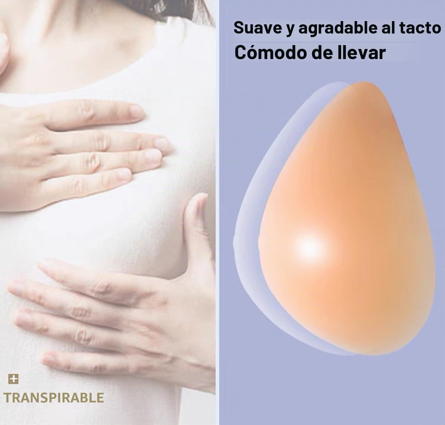 ELMIKA Almohadilla de silicona para mastectomía, prótesis de mastectomía triangular, una pieza