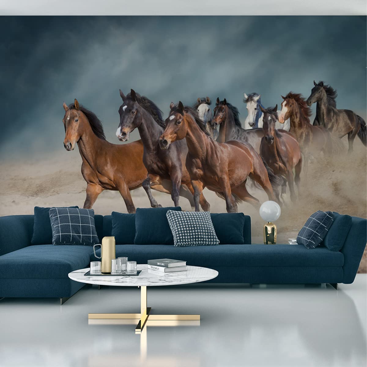 Papel Pintado Fotográfico XXL – Diseño 3D De Caballos Y Animales – 254 X 184 Cm – Ideal Para Salón O Habitación