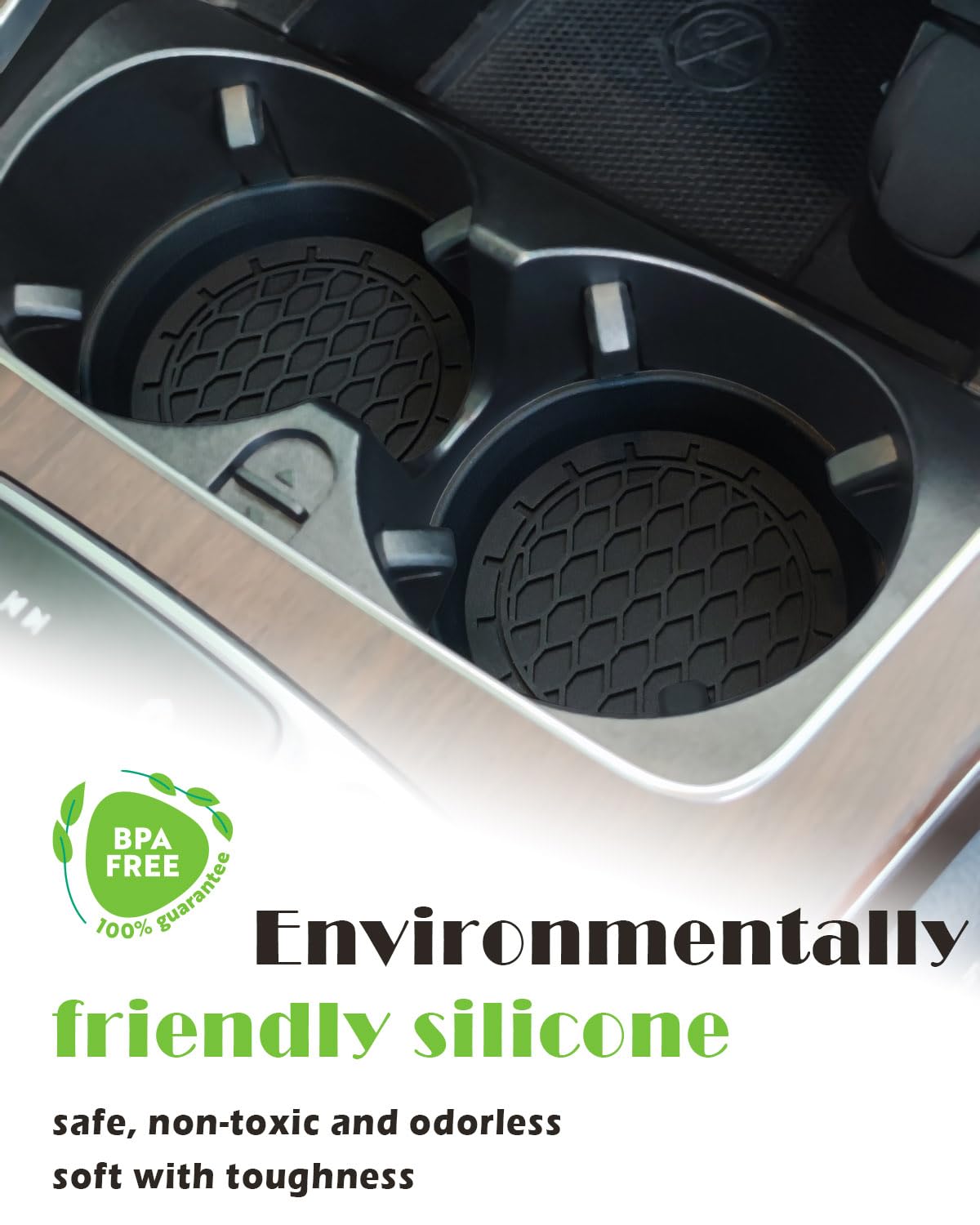 Car Cup Coasters 4 Pack Universal Non-Slip Cup Holders Embedded in Ornaments Coaster Car Interior Accessories Black Includes — view 2