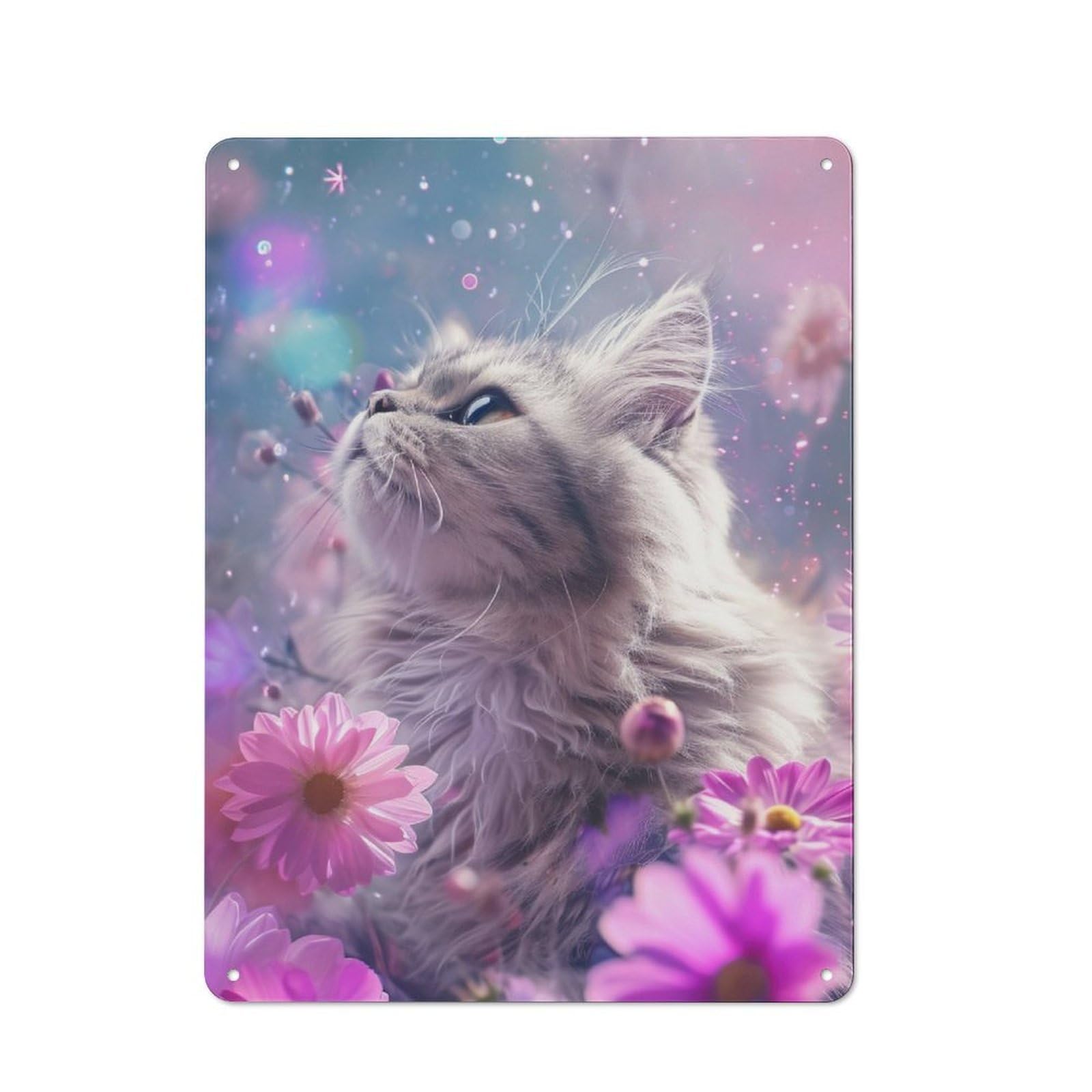 Junmoney Cute Gray Kitten Metal Plaque 40X30cm With For Workshop Wall, Retro Decor, A New Home Gift For Collectors Of Metal Signs
