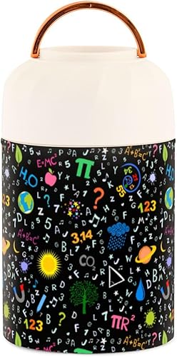 Miniatura 2 de MCHIVER Scientific Icons Formulas Food Jar with Spoon Stainless Steel Vacuum Insulated Food Container 17 oz Food Thermos for Hot Food