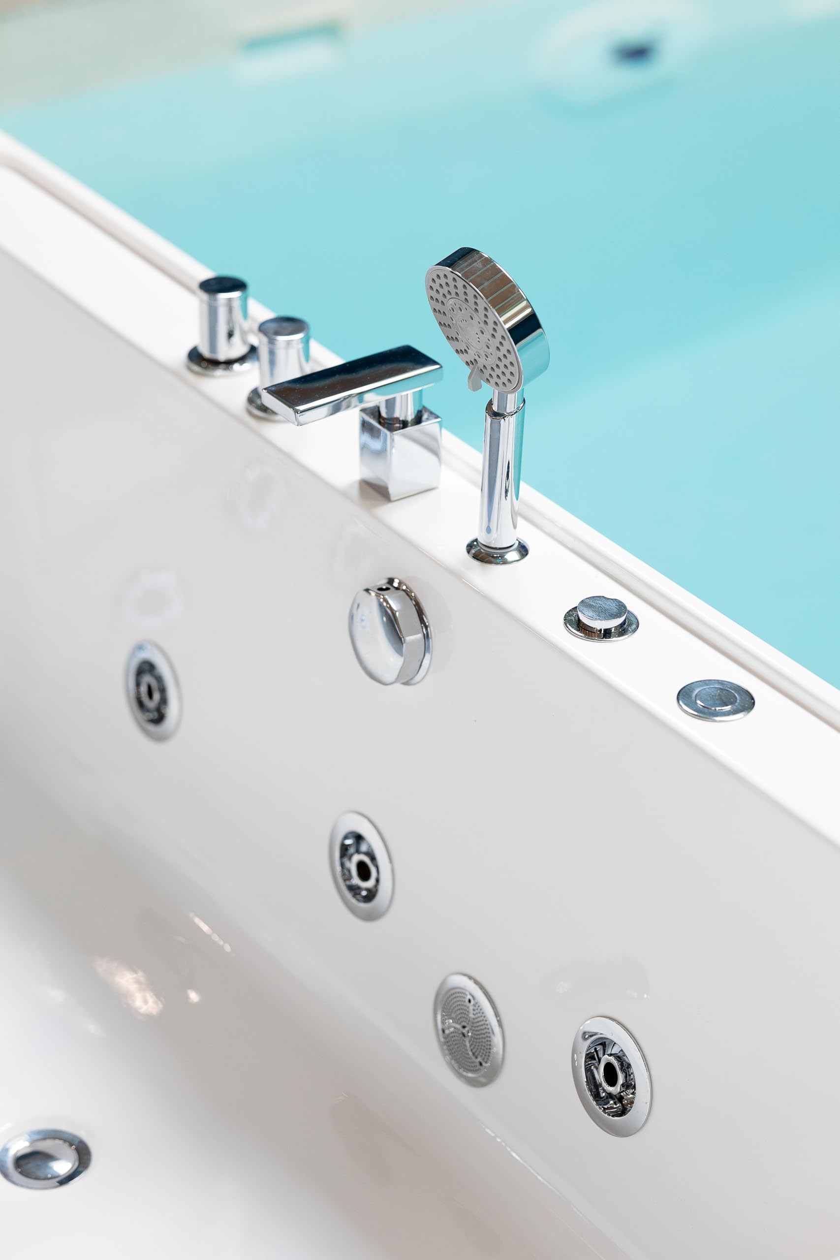 Bañera Hidromasaje New Cristy Rectangular 170x80cm con reposacabezas y 8 chorros Jets