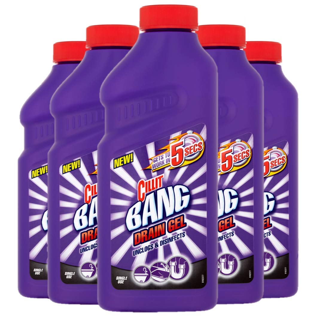 Cillit Bang Drain Gel Unclogs and Disinfects, 500 ml, Pack of 5