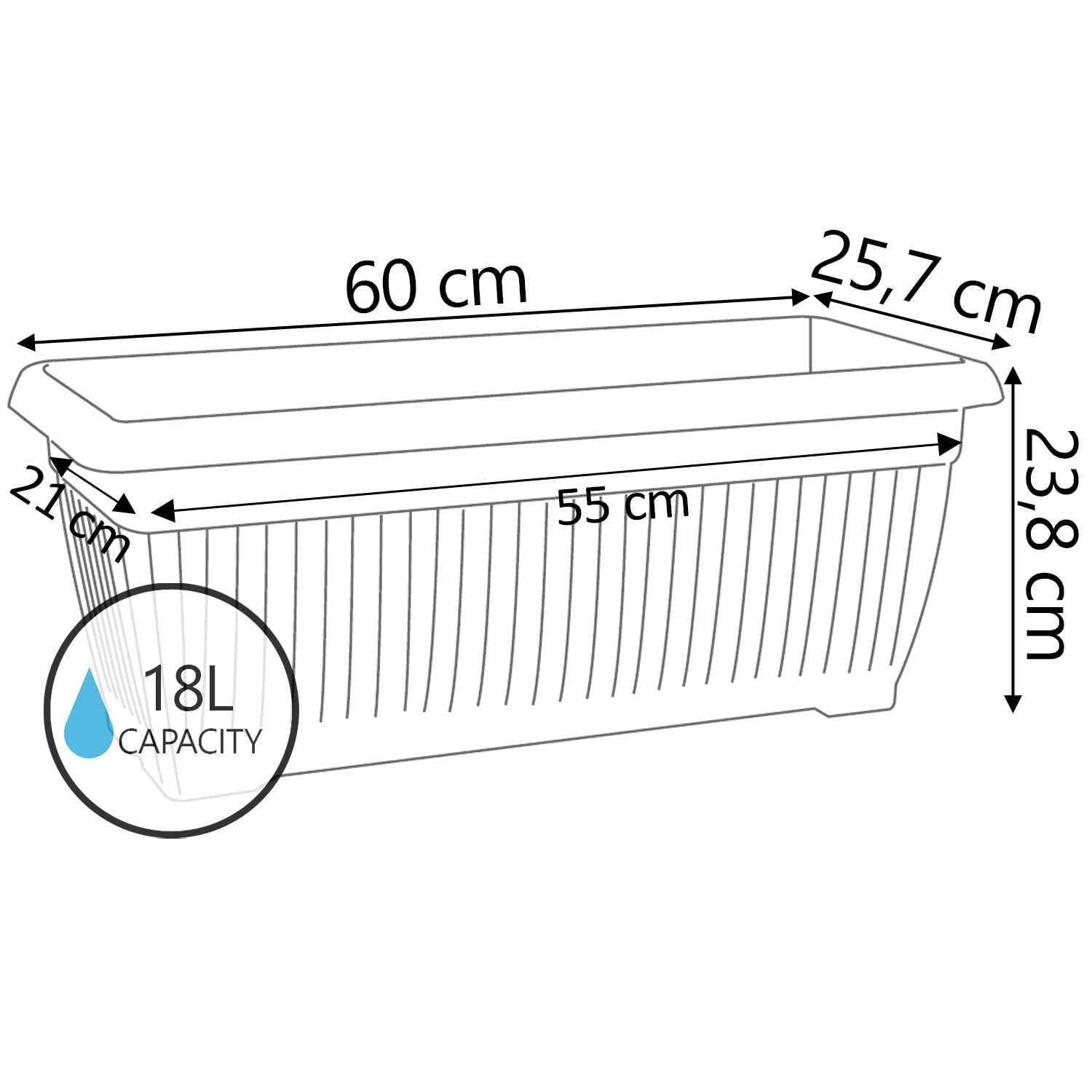 IMJ-Global - Jardineras Exterior Grandes Rectangulares (80x34,4x32 cm) Macetas Exterior Grandes 44 litros, Jardinera Decorativas para Balcon en Plástico Resistente a la Intemperie y a los Rayos UV