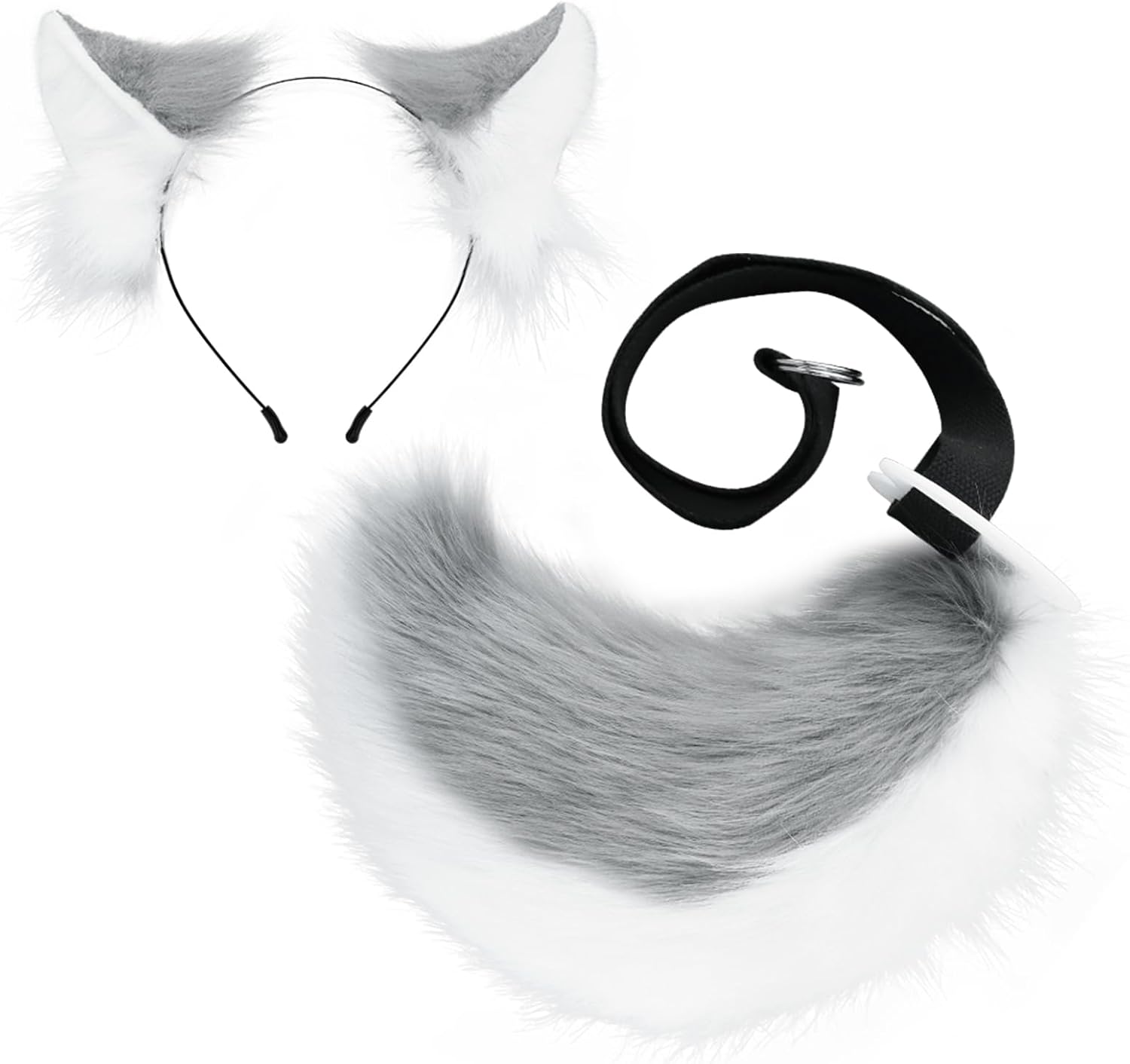 Fox Ears and Tail Set, Furry Animal Cosplay Accessories, Plush Headband & Adjustable Tail for Anime Conventions Costume