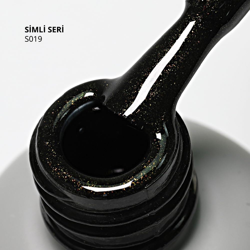 MOMO professional Kalıcı Oje S019 Altın Işıltılı Siyah 14 ml