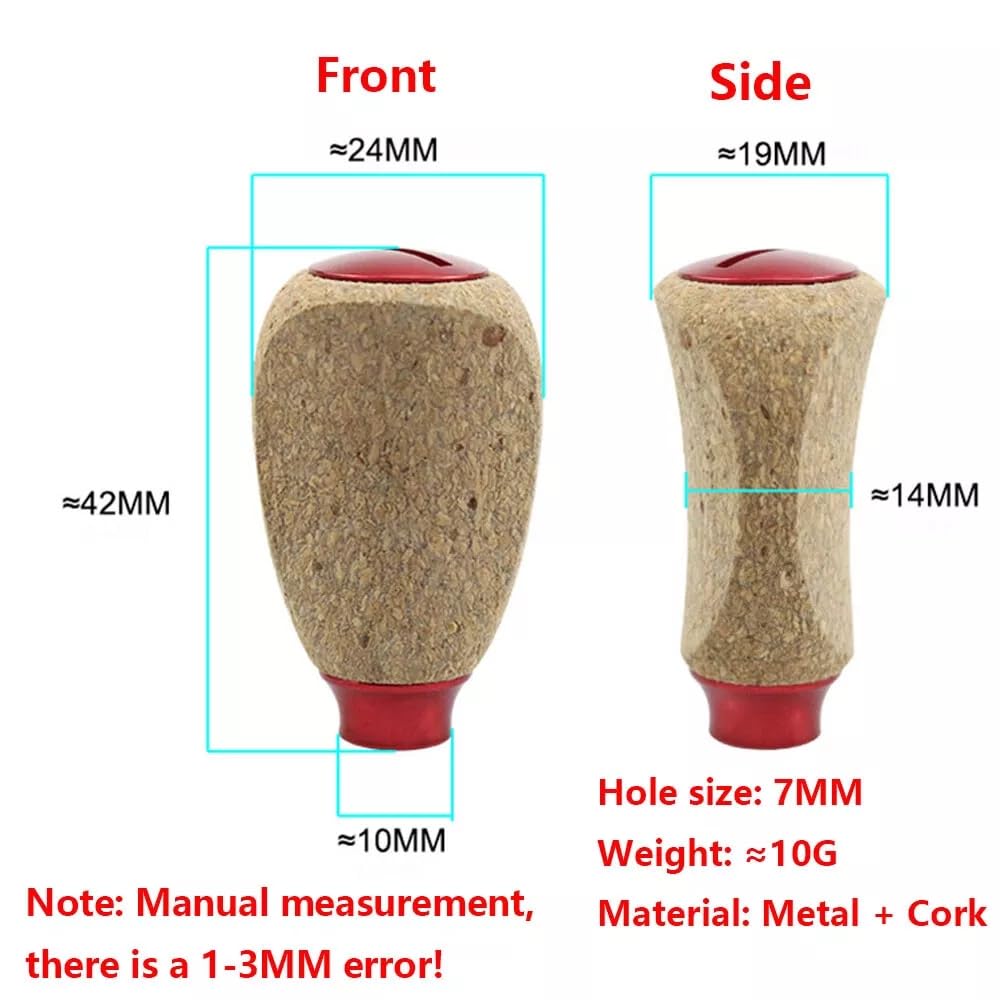 UCCKEYI Spincasting Reel Handle Knob Soft Rubber Cork Spinning Baitcasting Compatible with Abu Shimano Daiwa (Red)