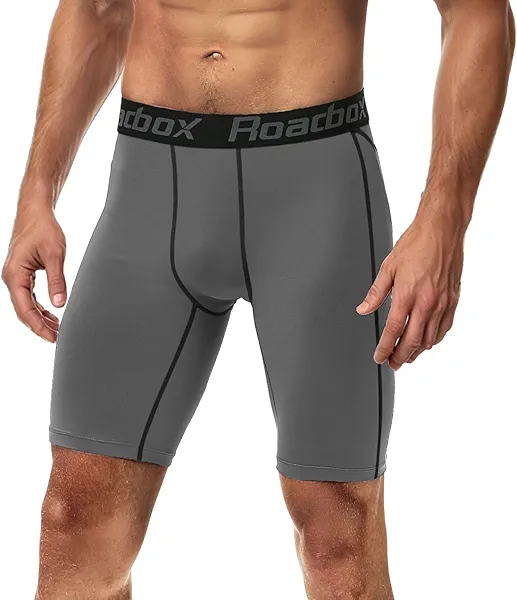 Roadbox 1 or 2 Pack Compression Shorts for Men, Athletic Workout Performance Underwear, Running Gym Spandex Sport Base Layer