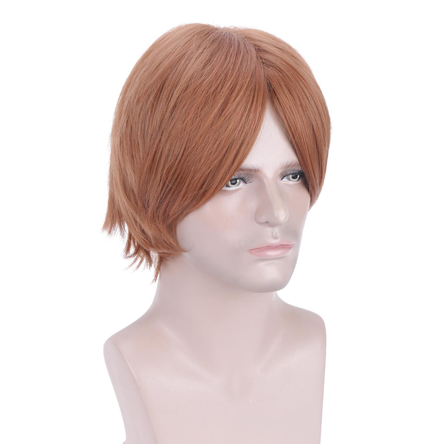 RightOn Brown Wig Short Natural Brown Cosplay Wig for Men and Women Daily Party Halloween Hairnet Include