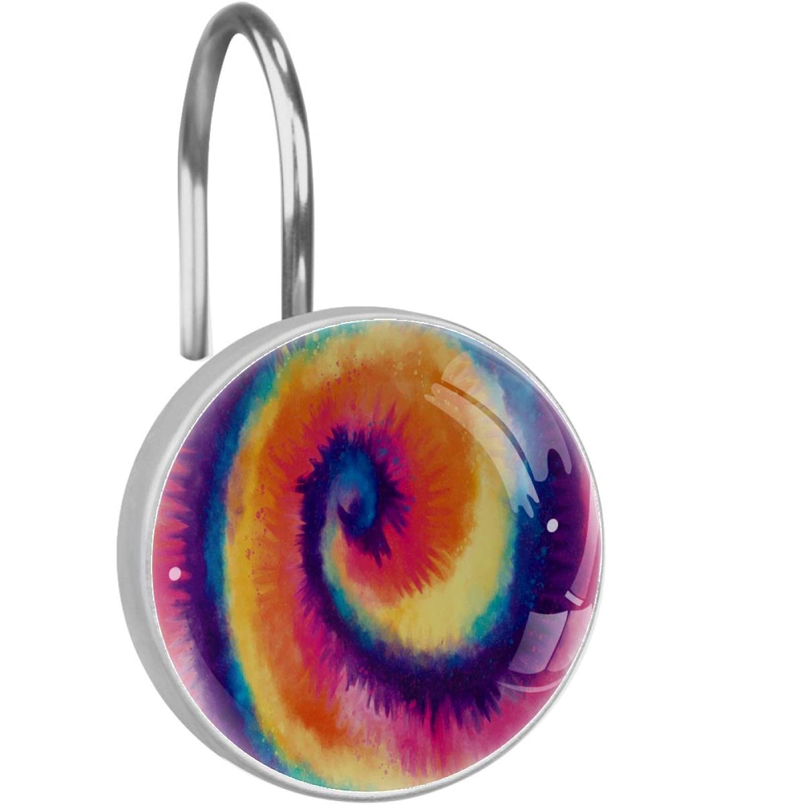 Rideau de douche impeccable avec les crochets en acier inox tie-dye pour salle de bain moderne