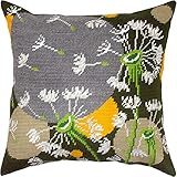 Brvsk Embroidery Kit for Adults and Beginners — Dandelions in a Breeze 16″ × 16″ with Clear, Precise Printed Design on Cotton Canvas; Includes 2 Needles, Yarn, and Easy-Read Chart