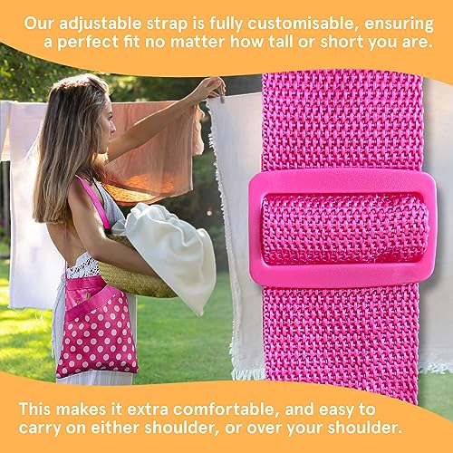 Smith’s Peg Bag in Pink and White Polka Dot Pattern with Adjustable Shoulder Strap | Holds Up to 108 Regular Pegs | Strong, Durable, and Water Resistant Material - Image 3