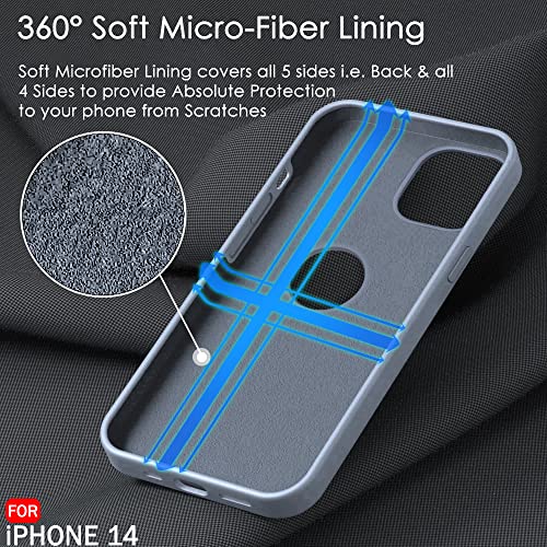 Image of TheGiftKart Liquid Silicone Back Cover Case for iPhone 14 | Soft Micro-Fibre Lining Inside | Camera & Screen Protection | Shockproof Back Cover Case for iPhone 14 (Silicone, Mist)