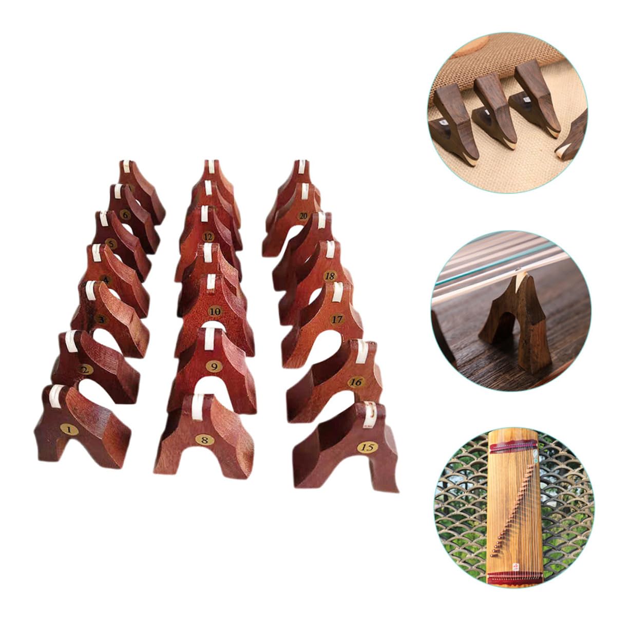 21 Pezzi Ponti Guzheng in Legno di Palissandro Resistenti, Pilastri di Supporto Pratici e Leggeri per Strumenti Musicali, Accessori di Ricambio per Migliorare Timbro