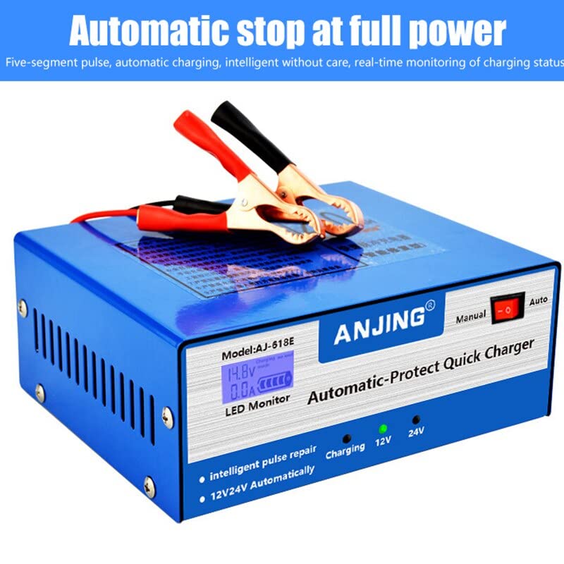 Carica Batteria Auto 12/24V Caricabatteria for Auto 130V-250V 200AH Riparazione Automatica Intelligente di Impulsi for Auto Moto Batteria Caricabatterie Auto (Color : 1)