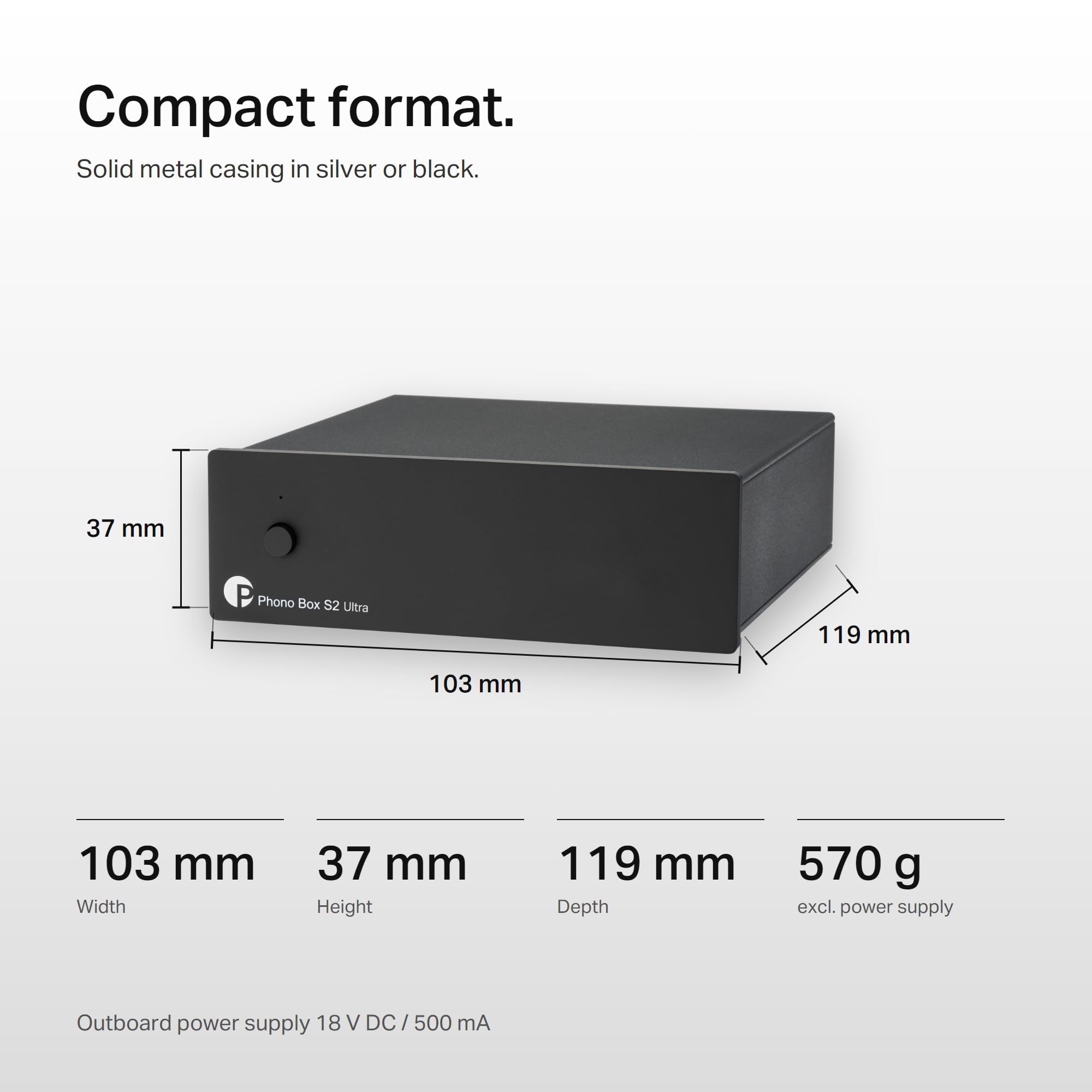 Pro-Ject Phono Box S2 Ultra, Discrete MM/MC Phono Preamp (Black