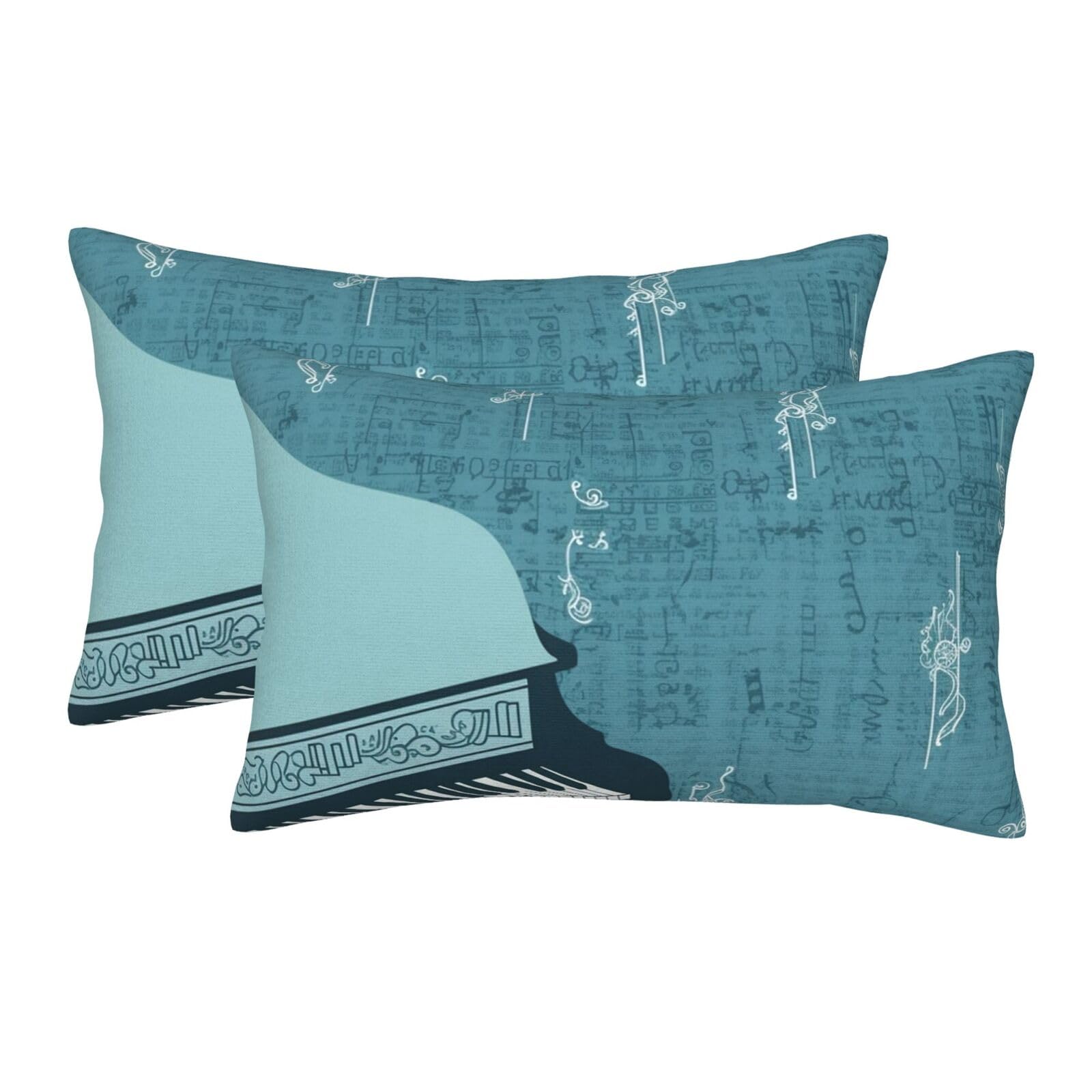 2 Pack Standard Size Pillow Cases for Hair and Skin Soft Breathable Pillow Case Covers with Hidden Zipper Blue Piano Pillowcase 20"x30" Pillow Cover for Sleeping Gift